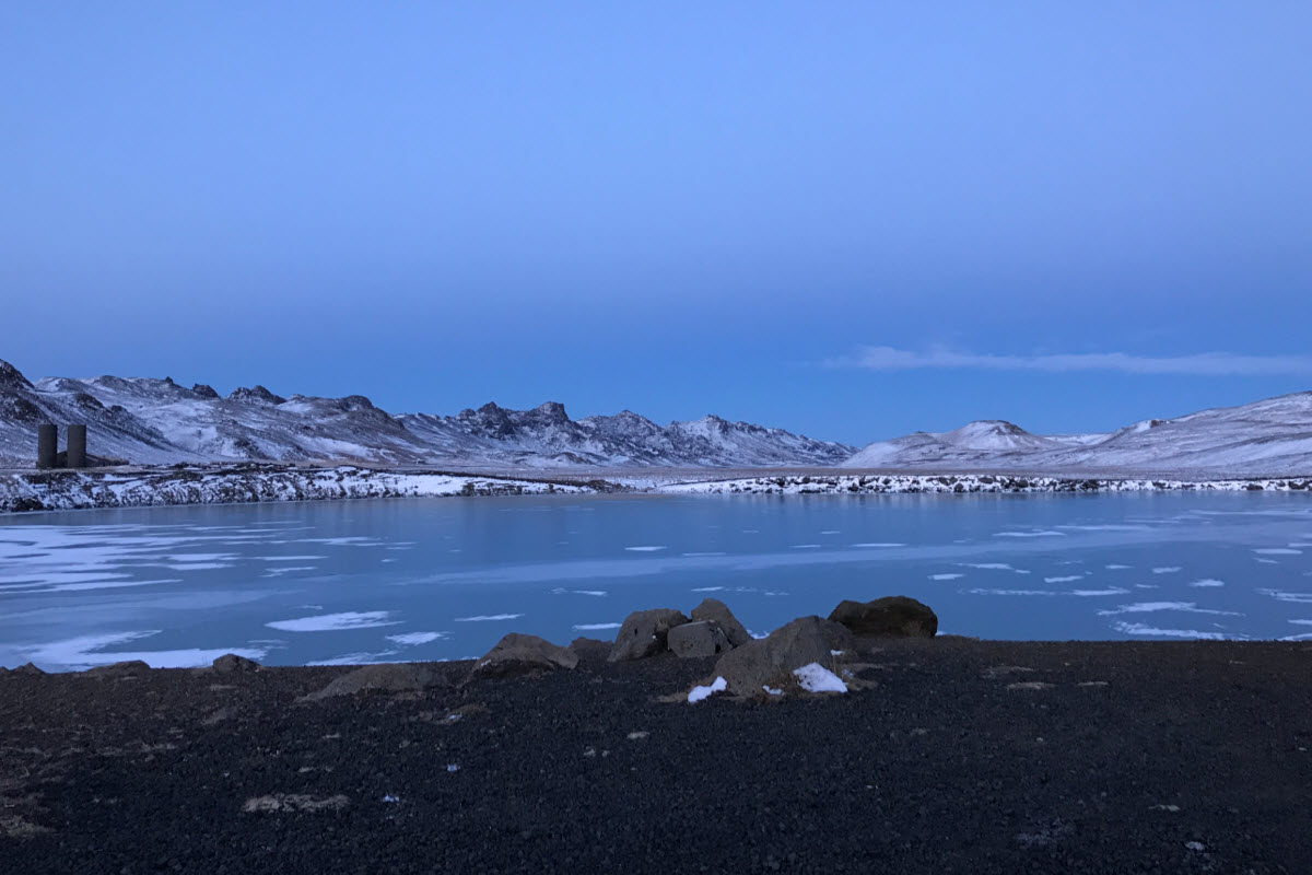 Grænavatn lake during winter