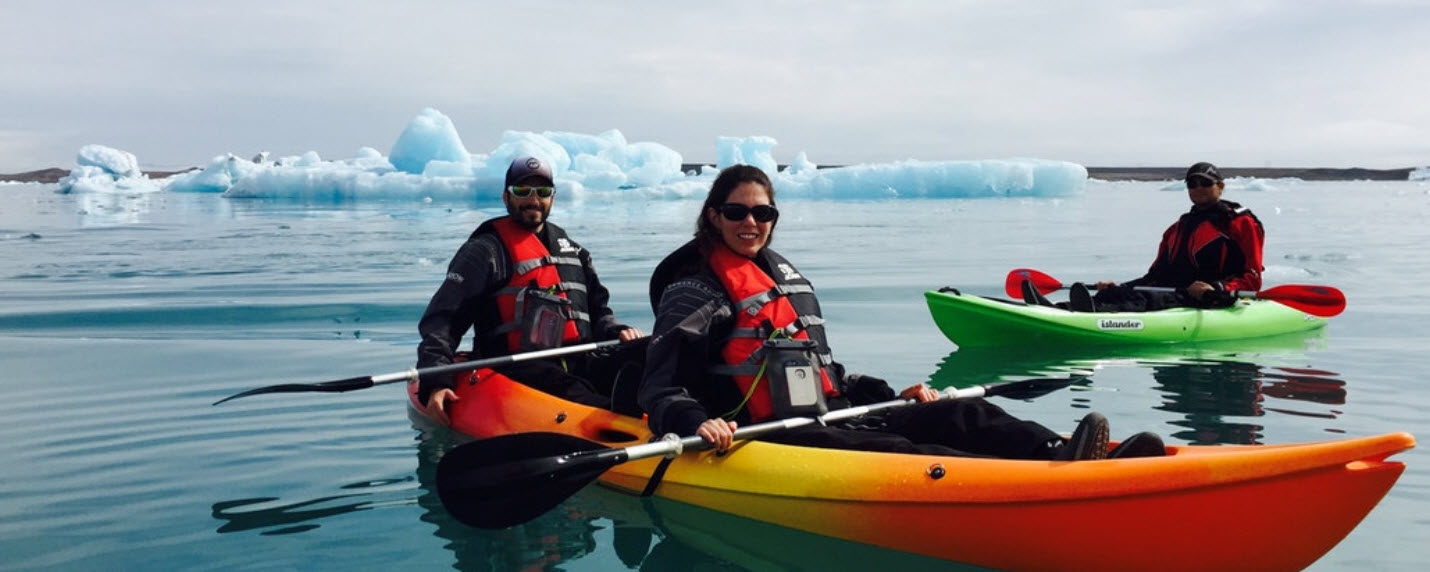 Kayaking at Jokulsarlon Glacier Lagoon