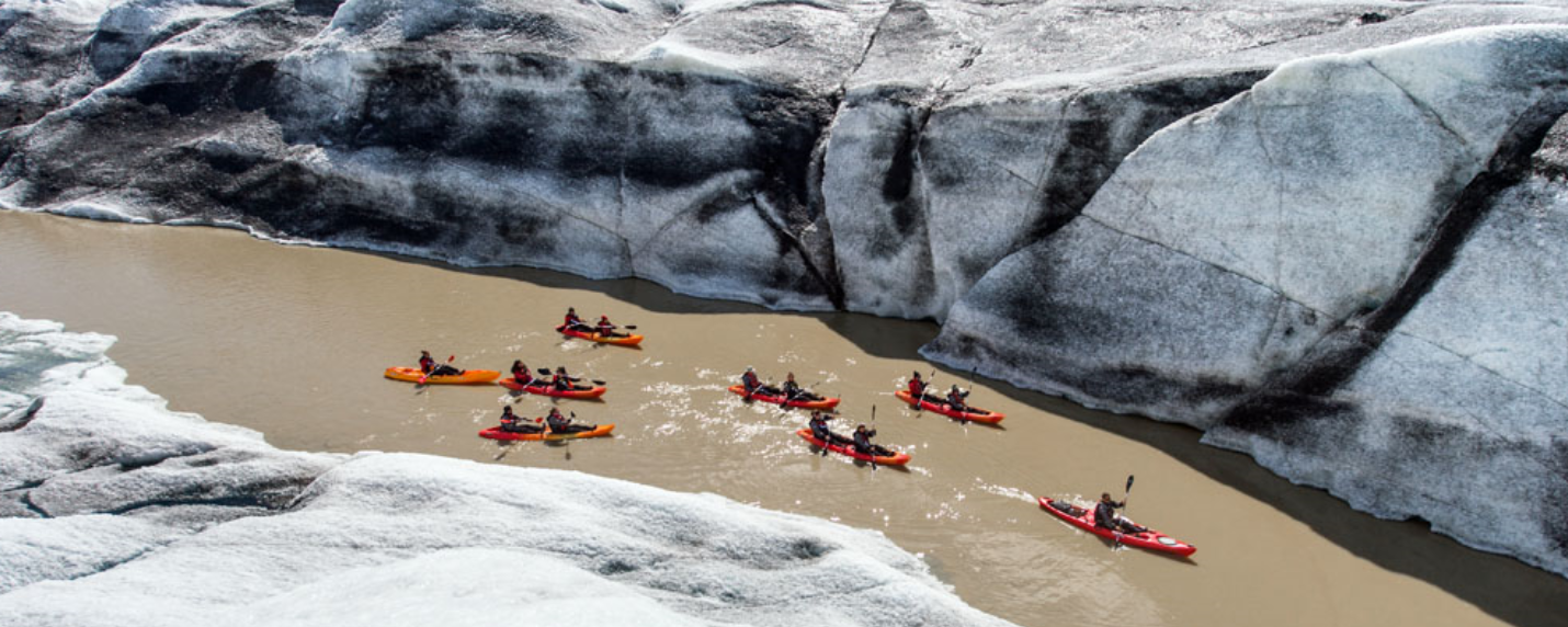 Glacier kayaking at Heinabergslon