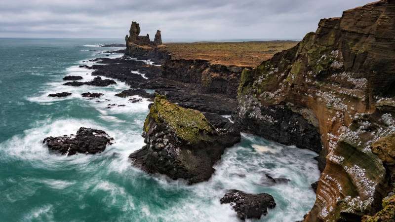 Lóndrangar basalt cliffs on the Snæfellsnes coast