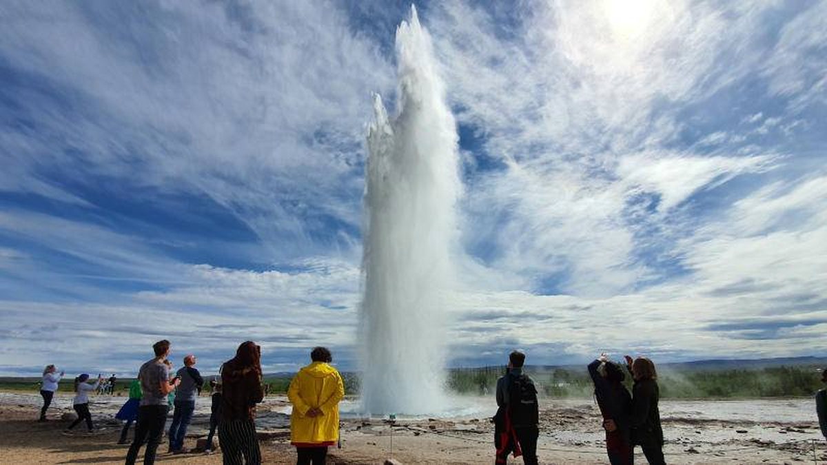 Strokkur erupting in the Geysir geothermal area