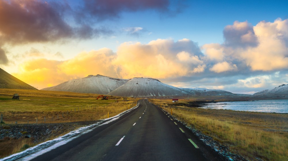 Route 1 crossing the open Icelandic landscape