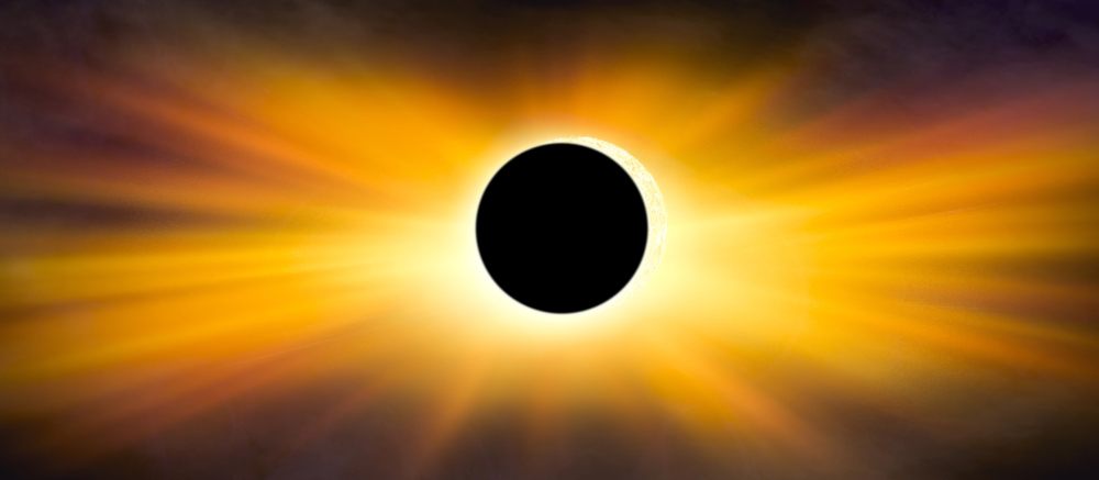 Icelandic waterfall landscape for the total solar eclipse guide
