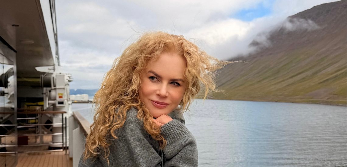 Nicole Kidman on a yacht in Iceland
