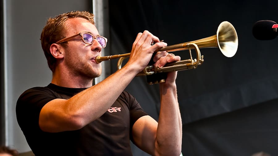 Trumpet player performing at Reykjavik Culture Night