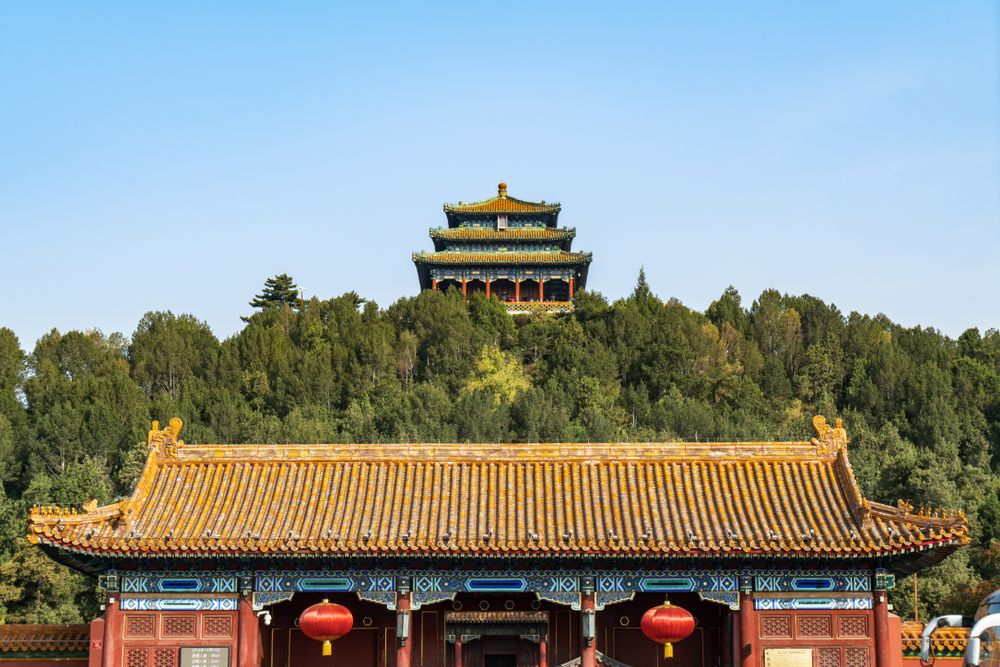 Arquitectura imperial colorida en Pekín, China.