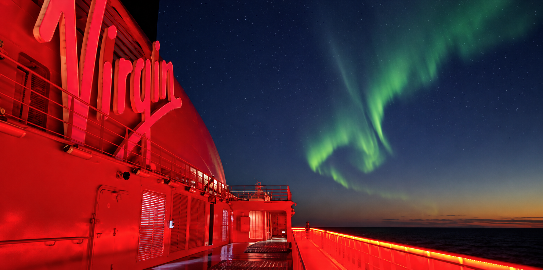 Northern lights over the sea near Iceland