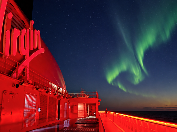 Northern Lights Over Virgin Voyages Near Iceland