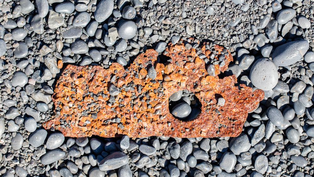 Historic metal remains on the volcanic coast near Djúpalónssandur and Dritvík
