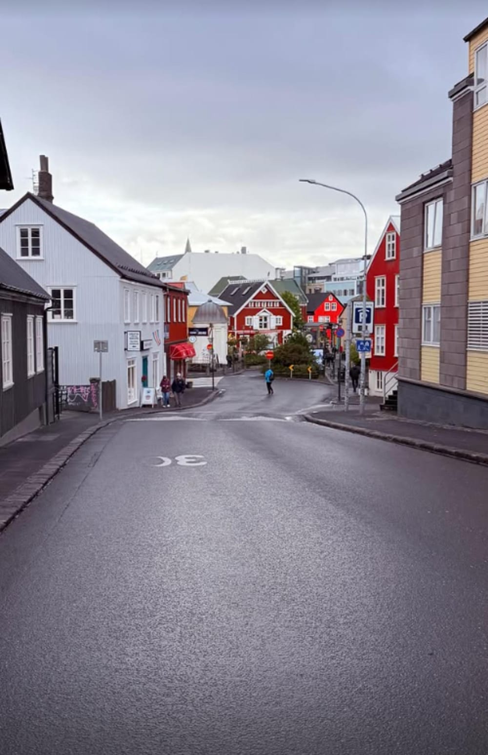 Colourful houses on a street in central Reykjavik