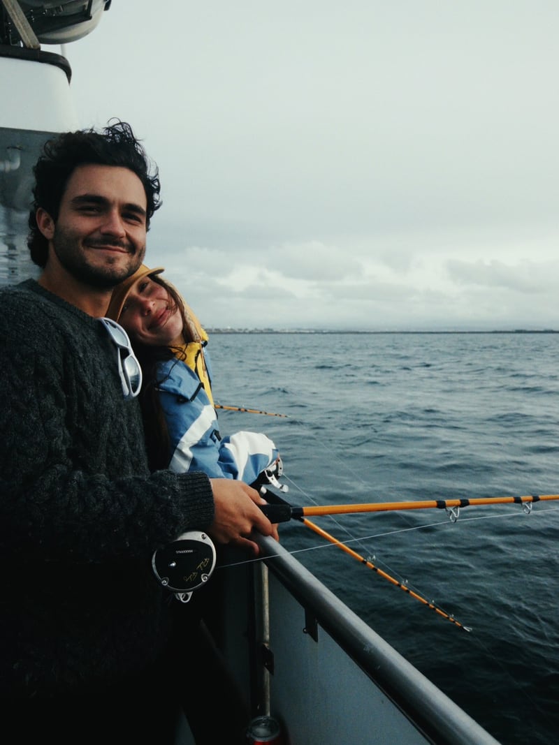 Jake Bongiovi and Millie Bobby Brown on the boat in Iceland