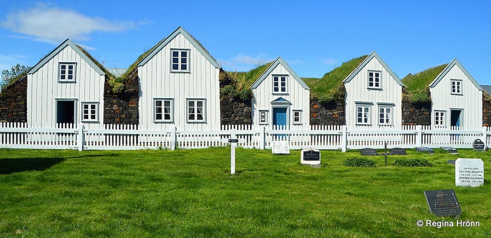 Turf houses with white walls