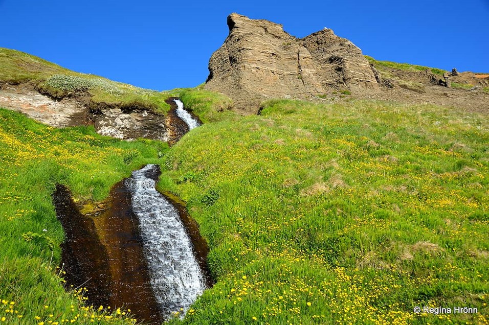Waterfall and green grass