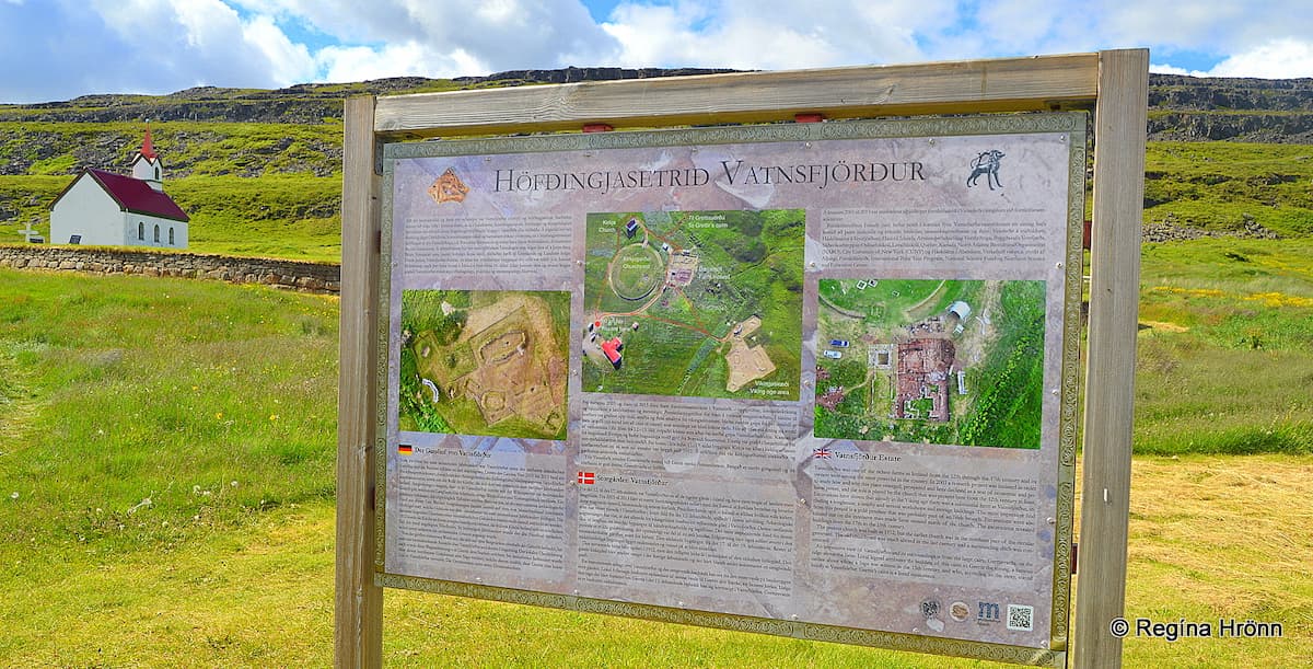Church and an archaeological information sign