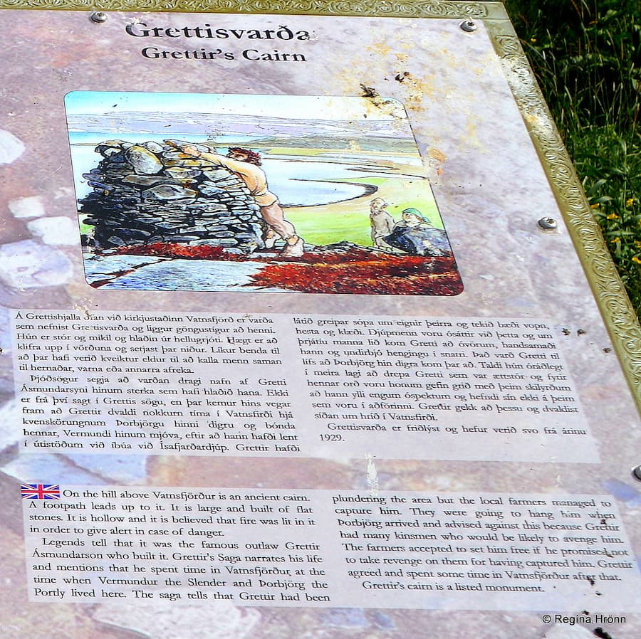 An information sign by Grettisvarða cairn