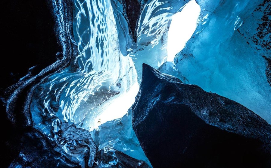Katla Ice Cave volcanic glacier scenery in South Iceland